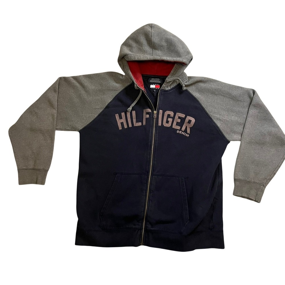 Vintage Y2K Tommy Hilfiger Full Zip Hoodie Mens Large 2003 HipHop Preppy